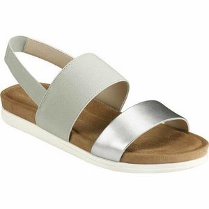 Aerosoles Women's Hoboken Slingback Sandal Silver Faux Leather/Elastic Size 10.5